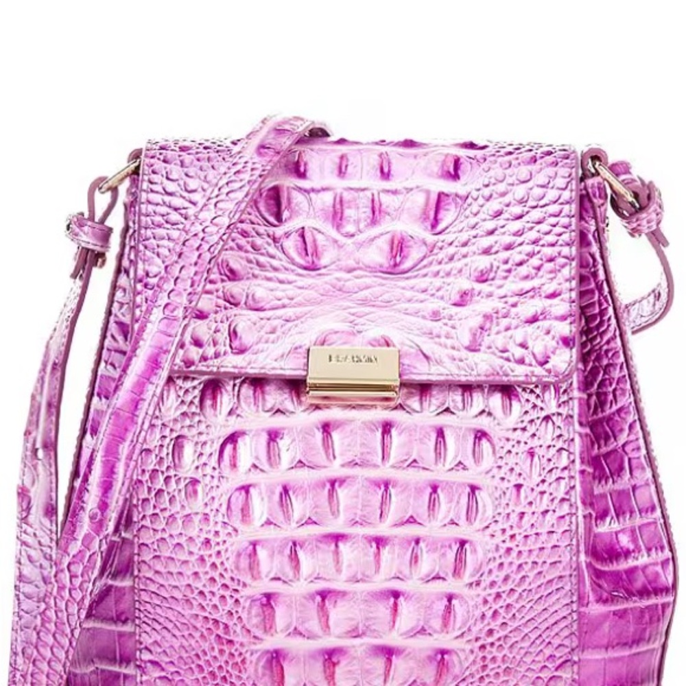 Brahmin Purple Croc-Embossed Crossbody Bag - Picture 12 of 12